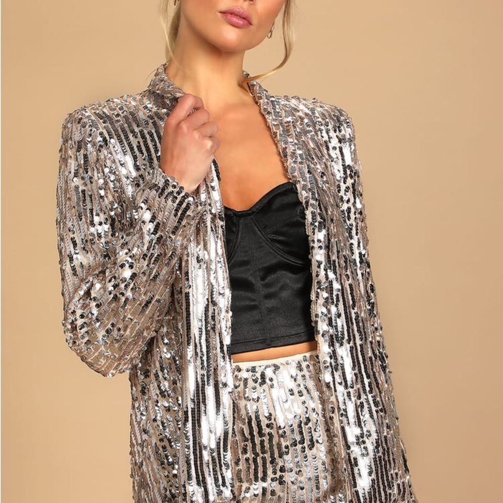 Lulus Silver Sequin Blazer